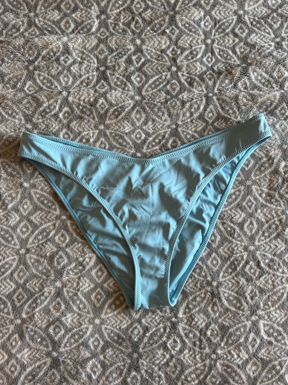 LA Hearts Eco Light Blue Cheeky High Leg Cut Mid-Rise Bikini Bottom Large
